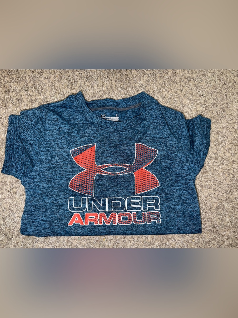 Under Armour Blue Heather Short-Sleeve Tee with Red Logo